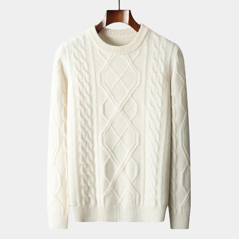 OLD MONEY Merino Kabel-/Geweven Trui