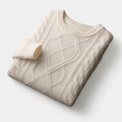 OLD MONEY Merino Kabel-/Geweven Trui
