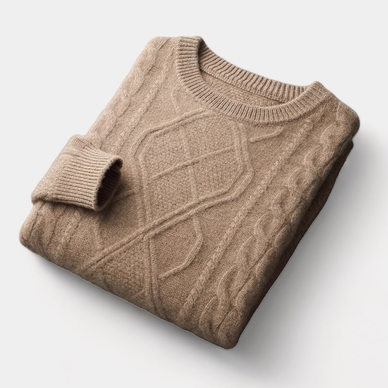 OLD MONEY Merino Kabel-/Geweven Trui