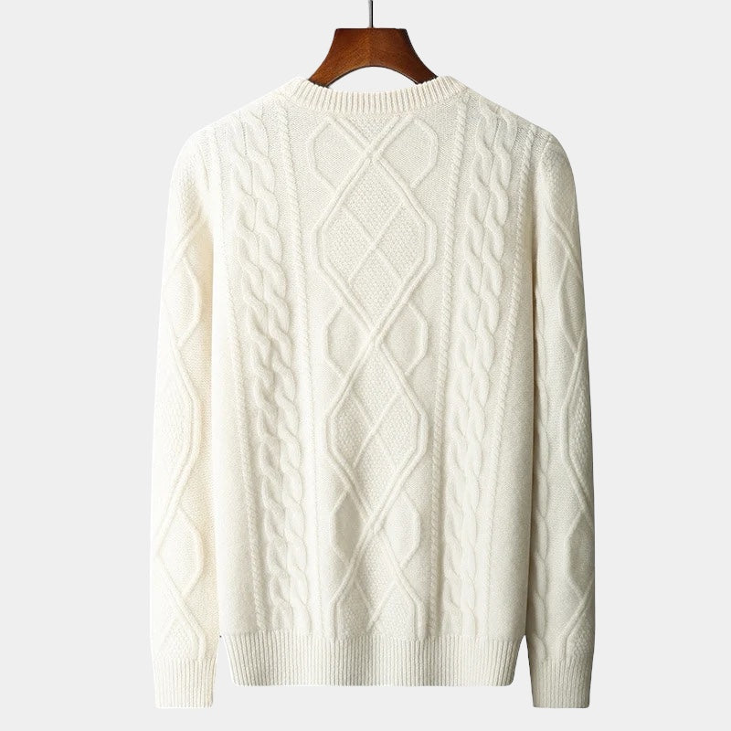 OLD MONEY Merino Kabel-/Geweven Trui