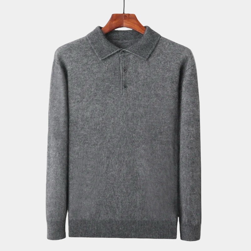 OLD MONEY Merino Trui met Polo Kraag