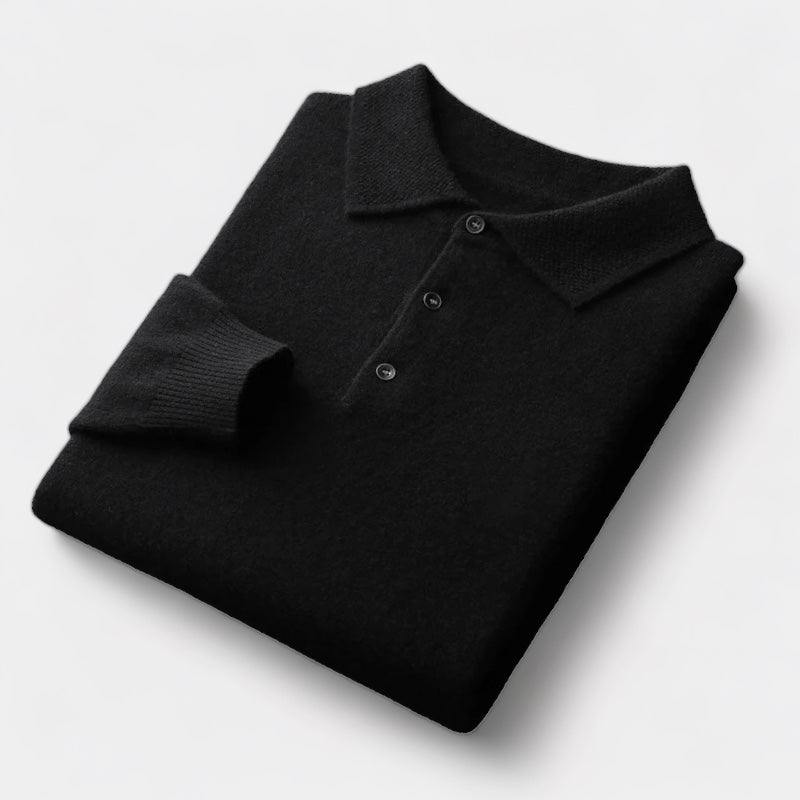 OLD MONEY Merino Trui met Polo Kraag