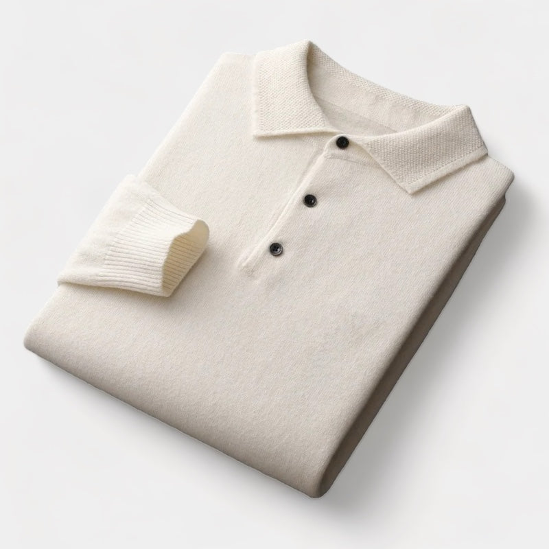 OLD MONEY Merino Trui met Polo Kraag